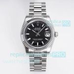 GS Factory Swiss Clone Rolex Datejust President 31mm Watch Stainless Steel Black Dial 